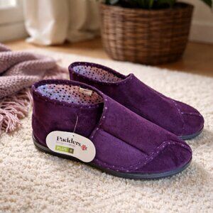 Padders Cherish Wide Fit Slippers Hook & Loop Comfort Shoes NWT